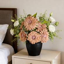 1pc 18.5-Inch Artificial Sunflower With Vase, Realistic Fake Flower For Wedding Bouquet, Home Garden, Outdoor Cafe Table Centerpiece (Lotus Root Pink) - Pink - View 5