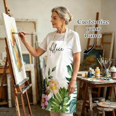 1 stuk aanpasbaar linnen keukenschort - Gepersonaliseerd ontwerp, foto of tekst - Duurzaam geweven polyester kookschort