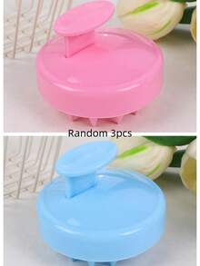 1 pieza/3 piezas/5 piezas Cepillo de masaje de silicona para el lavado del cabello, peine para limpiar el cuero cabelludo, rascador de cabello anti-picazón - color sólido - Ver 11
