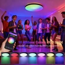 CANMEIJIA Modern Smart Bluetooth Ceiling Light With Remote Control, RGB Color Changing Ceiling Lamp, Dimmable, Timing Function, 24W/40W, Cool White/Neutral White/Warm White, 2305LM/4400LM, App Control And Remote, Suitable For Bedroom, Living Room, Gaming Room, Bar - RGB Ceiling Light With Remote Control - View 5