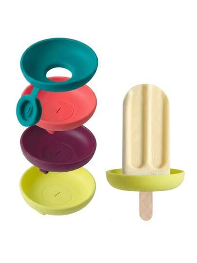 2pcs/4pcs Silicone Ice Cream Pop Holders, Summer Ice Lolly Sticks Holders, Leak-Proof Ice Cream Cone Holders With Drip Cover, Portable Ice Pop Trays
