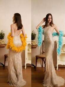 Feather Boa, DIY Party Costume Accessory, Colorful Feather Boa Scarf Decor, Suitable For Birthday Party, Halloween, Christmas, Racing, Tea Party, New Year's Eve, Concert And Home Decor, Wedding Dance, Stage Performance, Carnival Costume And Accessories, Party Supplies - Multicolor - View 9