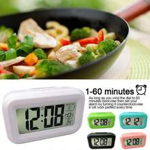 迷你 LCD 智慧鬧鐘附夜燈 - 可愛學生鬧鐘，含音樂鬧鈴、貪睡功能、萬年曆、數位溫度計及 5 秒背光 (不含電池) - 1PC - 查看 12
