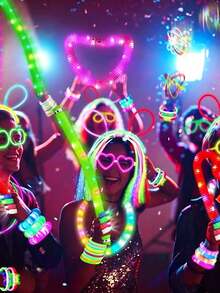 200/100/50pcs Glow Stick Bracelets & Necklaces, Fluorescent Colorful Glowing Sticks For Party, Wedding, Concert, DIY Glow Bracelets, Party Decorations, Music Festival Supplies - View 4