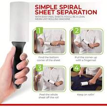 Con lăn làm sạch lông 60/300 siêu mềm, dùng để loại bỏ lông thú cưng khỏi quần áo, thảm, vỏ bọc ghế sofa | Dụng cụ loại bỏ lông thừa hoàn hảo tại nhà với tay cầm và cuộn thay thế, vận hành bằng tay, tay cầm bằng nhựa. - 60 - Xem 8