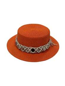 1pc Women's Straw Woven Hat, Bohemian Fashion Hollow Crochet Straw Hat With Leather Belt Buckle, Breathable Beach Hat Suitable For Daily Outdoor Use,Holiday,Travel - MZ3080+ML48 - View 14