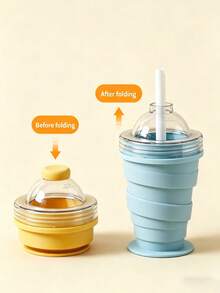 1 cốc đựng đá viên gấp gọn, có ống hút, khuôn đá viên tái sử dụng dùng cho cà phê, đồ uống lạnh, cắm trại và văn phòng. - Một kích cỡ phù hợp cho tất cả - Xem 4
