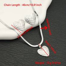 Bộ trang sức mặt dây chuyền hình trái tim bằng thép không gỉ kiểu Pháp cổ điển gồm 3 món, dây chuyền xương cá sang trọng và tối giản, vòng cổ và bông tai hình trái tim bản to dành cho nữ, phụ kiện hình trái tim nổi bật, hoàn hảo cho trang phục hàng ngày và các bữa tiệc. - Bạc - Xem 5