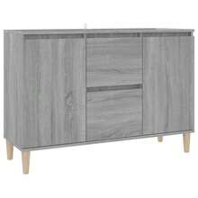 vidaXL Sideboard, Kommode mit 2 Schubladen 2 Türen, Anrichte Schrank für Wohnzimmer, Beistellschrank Mehrzweckschrank, Grau Holzwerkstoff - Grau - Übersicht 5