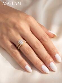 1件优雅时尚水滴形925纯银首饰，镶嵌金白锆石，适合作为周年纪念/生日礼物 - 金色 - 查看 2