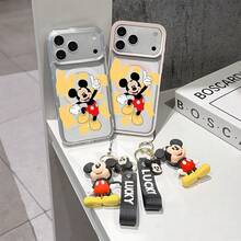This Disney Mickey Mouse Pattern Lanyard Phone Case Features A Strong Magnetic Closure And Full Coverage Of Acrylic And TPU Material. It's Shockproof, Lightweight, And Suitable For IPhone17/16/11/13/15/15 Plus/15 Pro/15 Pro Max/12/14 Pro Max/11 Pro Max/12 Pro/12 Pro Max/13. It's A Popular Birthday Gift, Business Gift, Durable, Stain-Resistant, And Fingerprint-Resistant New Phone Case For Men And Women. It Also Includes A Mickey Mouse Phone Case And Mickey Mouse Doll Bracelet. Compatible With SamsungGalaxy S20, S21, S22, S23, And S24 Series. It's The Perfect Gift For Friends And Family. This Stylish Phone Case Is Fun, Lightweight, And Durable. IPhone17 Pro Max Phone Case, Minnie Phone Case. - 粉色 - 查看 3