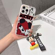 This Disney Mickey Mouse Pattern Lanyard Phone Case Features A Strong Magnetic Closure And Full Coverage Of Acrylic And TPU Material. It's Shockproof, Lightweight, And Suitable For IPhone17/16/11/13/15/15 Plus/15 Pro/15 Pro Max/12/14 Pro Max/11 Pro Max/12 Pro/12 Pro Max/13. It's A Popular Birthday Gift, Business Gift, Durable, Stain-Resistant, And Fingerprint-Resistant New Phone Case For Men And Women. It Also Includes A Mickey Mouse Phone Case And Mickey Mouse Doll Bracelet. Compatible With SamsungGalaxy S20, S21, S22, S23, And S24 Series. It's The Perfect Gift For Friends And Family. This Stylish Phone Case Is Fun, Lightweight, And Durable. IPhone17 Pro Max Phone Case, Minnie Phone Case. - 粉色 - 查看 1