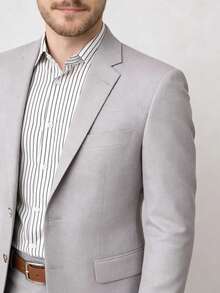 Men's Microfiber Gabardine Tailored Suit, High Quality - Màu Xám nhạt - Xem 4
