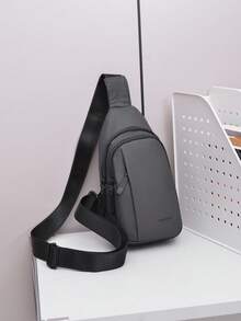 2026新款男士极简斜挎包，时尚休闲单肩包，大容量运动小背包 - 灰色 - 查看 8