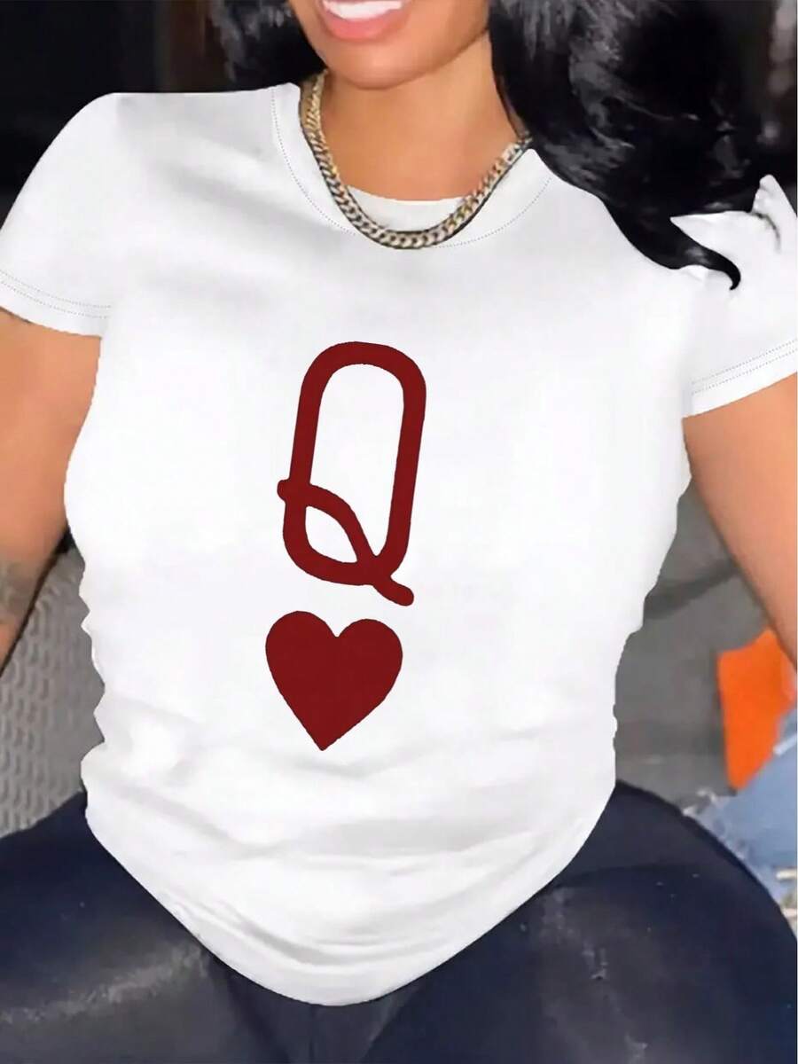 Red Q Women's Comfortable Round Neck Casual Cotton Blend Short Sleeve T-Shirt Soft Breathable Spring Summer Streetwear Women's Clothing Fabrichaut Femme - White - View 1
