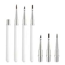 3支装反向格纹多功能花瓣形美甲刷套装，粉色、黑色、紫色美甲刷 - 淺藍色 - 查看 4