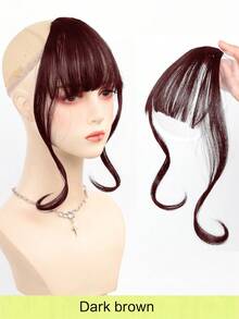 Clip In Bangs Front Neat Black Bangs Hairpiece Synthetic Fake Wig Piece Bangs Hairpiece Clip In Hair Extensions For Women Heat Resistant Bangs Synthetic Dragon Beard Two Side Bangs With Temples Hair Pieces Long Curly Wavy Hair Bangs For Daily Wear - Multicolor - View 9