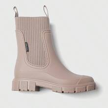 Women's Solid Color Waterproof Rain Boots, New Fashionable Round Toe Outdoor Boots, Anti-Slip Rain Boots, Suitable For Women And Girls - Apricot - View 8