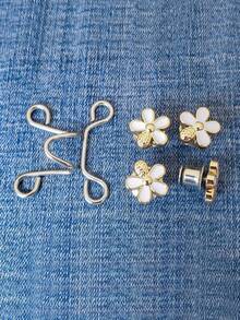 2 Pairs/Set, 3 Pcs Waist Cincher Adjustable Buckle Set, Denim Pants Extender Buckle, Pants Adjuster Buckle (Silver & Gold) - Waist Buckle - View 11
