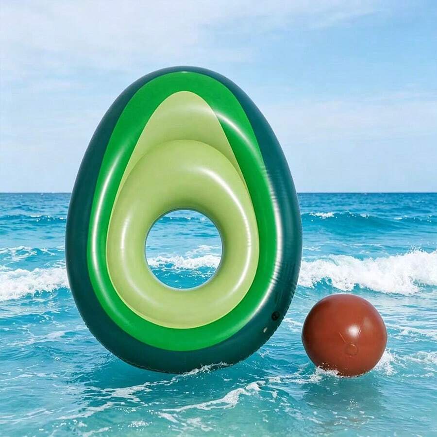 Inflatable Avocado Float, Adult Swimming Ring, Beach Vacation Photo Prop With Detachable Fruit Core Ball, Pool Party Gag Gift, Thick, Pool Inflatable, Beach Essentials, Pool Float