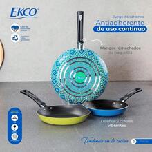 Juego de Sartenes con Antiadherente Ekco Verde/Azul de Aluminio 3 Piezas [18,20,24] - Ver 12