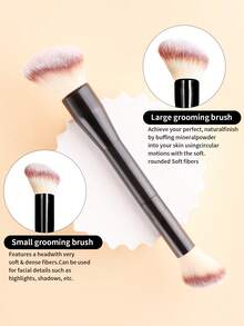 2支双头散粉刷、腮红刷、修容刷+化妆海绵套装，柔软刷毛化妆刷及工具3件套 - 彩色 - 查看 6