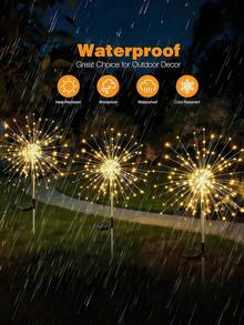 1pc 480LED/240LED/90LED Solar Powered Firework Lights, Solar Lights, LED String Lights, Waterproof Solar LED Lights, LED Solar Garden Lights, IP44, 8 Lighting Modes, Holiday Decor Lighting, Suitable For Villa, Balcony, Path, Lawn, Outdoor Area, Garden - Multicolor - View 4