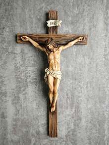 9.65 Inch Handmade Catholic Cross Wall Cross, Jesus Christ Inspirational Home Decor, Fashionable Religious Decoration, Religious Devotional Gift, Renaissance Era Sculpture - 1PC - View 4
