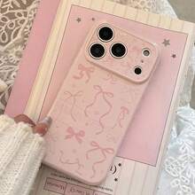 Ốp lưng điện thoại cao cấp màu hồng ngọt ngào họa tiết nơ vẽ tay cho iPhone 11 12 13 14 15 16 17 Pro Max Plus, chống sốc, viền TPU. - Hồng - Xem 6