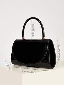 Classic Black PU Leather Mirror Handbag, Suitable For Evening Dress, Portable Cosmetic Bag, Wallet, Detachable Metal Shoulder Strap, For Party, Wedding, Events - Black - View 9