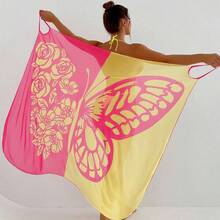 2024 Foreign Trade Cross-Border Beach Towel European And American Bikini Beach Swimsuit Butterfly Pattern Cover-Up Mesh Skirt - Orange - View 8