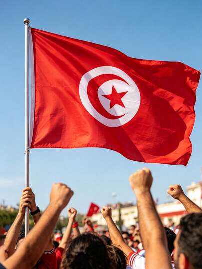 1pc Tunisia National Flag 60x90cm, Fan Cheering Flag For World Cup, Sports Events, National Day Parade, Festival Celebration, Bar Decor, Outdoor Camping, Indoor & Outdoor Hanging Flag, Vibrant Color