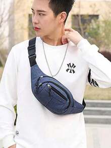 Men's Diagonal Shoulder Bag, Men's Waist Bag, Belt Bag (Zipper Direction Random) - Multicolor - View 14