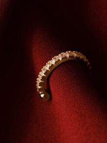 925纯银镶嵌奢华锆石迷你手链耳环套装，优雅女士派对佩戴 - Zircon Cuff Earring - 查看 3