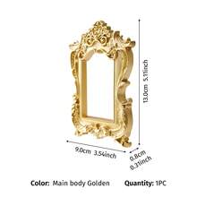 1件裝歐式樹脂材質3D圖案金框裝飾道具，樹脂飾品、金箔飾品、浮雕飾品，DIY牆面裝飾，多款可選，巴洛克鏤空框、洛可可珠寶展示框，適用於攝影道具、迷你屋裝飾道具、節日氛圍裝飾道具 - 金色 - 查看 15