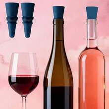 2pcs Soft Silicone Wine Bottle Stopper With Handle, Wine & Champagne Bottle Sealer Preserver - Multicolor - View 12