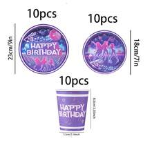 10/20/40/50入 霓虹紫色 K-Pop 主題派對一次性餐具 紫色演唱會生日派對 9 吋與 7 吋紙盤 魔幻音樂與迪斯可派對盤 生日派對桌面裝飾 單身派對一次性晚餐盤 桌飾 - 彩色 - 查看 17