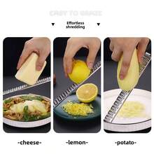 Stainless Steel Cheese Grater, Lemon Zester, Vegetable Shredder, Small Kitchen Tool - Black - View 4