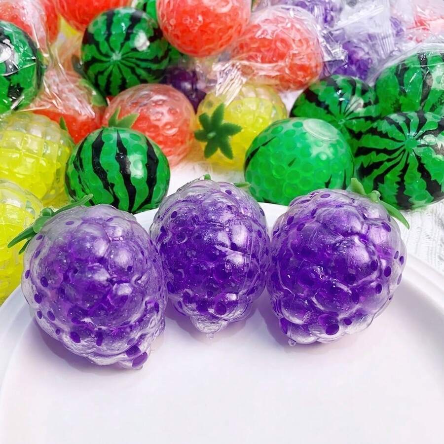 柔软网状水果造型减压球：柔软可捏手指玩具，西瓜葡萄造型感官解压玩具，缓解焦虑，是送给解压玩具收藏家和成年人的完美母亲节礼物 - 彩色 - 查看 1