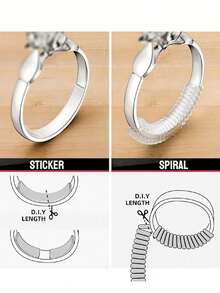 透明戒指尺寸测量器，隐形戒指调节器，女士松动戒指尺寸缩小器隐形贴纸，DIY缝纫珠宝工具套装调节器，适用于松动戒指 - 适用于结婚戒指和珠宝，佩戴舒适 - 彩色 - 查看 6