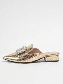 Cómodas y fáciles de usar sandalias planas tipo slide minimalistas francesas en oro y plata - Dorado - Ver 6