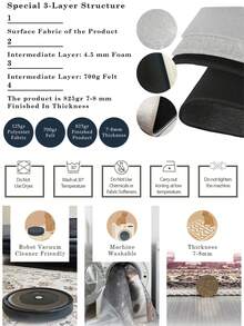 Modern Round Washable Non-Slip Area Rug – Thin Soft Living Room Carpet, Kitchen Rug & Runner, Decorative Rug - Brown - View 5
