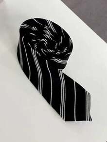1pc Striped Handmade Unisex Necktie, Suitable For Casual, Street, Daily, Party Occasions - Multicolor - View 2