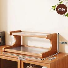 1 Pc, Vintage Multi-Layer Kitchen Shelf, Solid Wood, New Chinese Style Multi-Functional Shelf, High-End Dining Table Shelf, Teacup Holder, Living Room Storage And Organization Shelf, Trapezoidal Storage Rack, Green Plant Stand For Bay Windows And Balconies, Multi-Layer Storage Rack, Tiered Cup Holder, Desktop Display Rack. Suitable For Office, Living Room - Multicolor - View 8