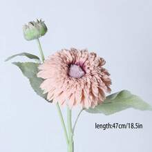 1pc 18.5-Inch Artificial Sunflower With Vase, Realistic Fake Flower For Wedding Bouquet, Home Garden, Outdoor Cafe Table Centerpiece (Lotus Root Pink) - Pink - View 2
