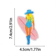 Bộ 1/16 miếng vá thêu phong cách cao bồi ven biển, hình sinh vật biển màu xanh dương và vỏ sò ngọc trai, huy hiệu hình bốt nơ và cô gái lướt sóng để tự làm áo khoác denim. - A - Xem 6