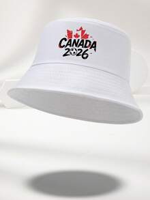 1 pièce Chapeau seau homme 2026 nouveau motif CANADA brisé imprimé personnalisé populaire minimaliste protection solaire noir multicolore mode décontractée extérieure convient pour le port quotidien les voyages en plein air la pêche le visionnage de sports cadeau polyvalent Coupe du Monde 2026 - D - Voir 13