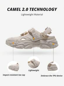 CAMEL CROWN Sandale sport casual pentru femei, sandale Mary Jane sport de primăvară/vară, respirabile, confortabile, ușoare, antiderapante, curea cu velcro, pantofi de plajă pentru timpul liber - Bej deschis - Vizualizare 4