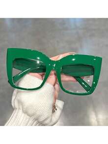 Retro Style Oversized Eye Frame - Transparent Gradient Lenses,  Light Material, Lightweight And Durable Design, Suitable Men And Women, Party, Formal Occasions And Daily Accessories, Retro Glasses, Gradient Colors ZDIY - 紅色的 - 查看 11