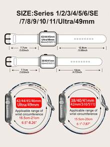 藍色背景白藍紅星圖案中性時尚矽膠錶帶，適用於 38mm 40mm 41mm 42mm 44mm 45mm 46mm 49mm，適用於 Series Ultra/S11/S10/SE/8/7/6/5/4/3/2/1 - 彩色 - 查看 6